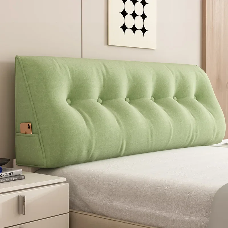 Lamb Velvet Soft Back Cushion Sofa Bedroom Bedboard Pillow Bed Reading Pillow Removable Washable Side Pockets Bed Head Backrest