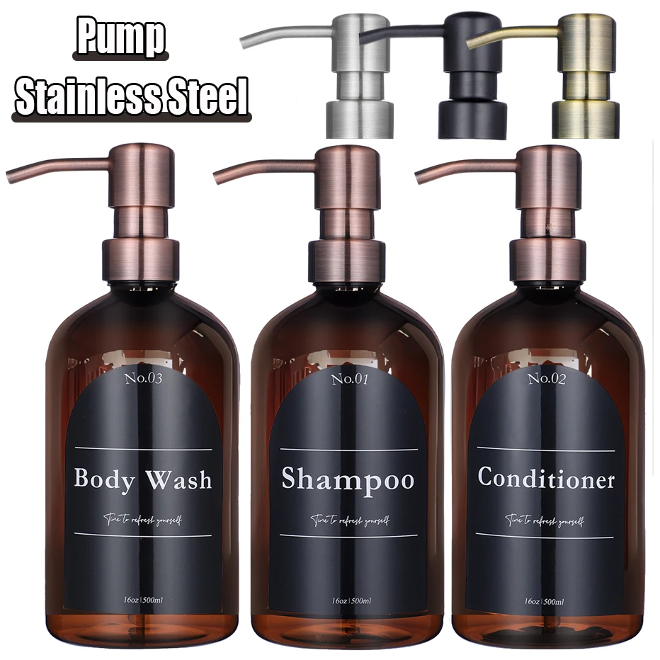 1/2/3PCS Amber Soap Dispenser Multipurpose Refillable Empty Soap Bottles for Shampoo Lotion Body Wash Kitchen Bathroom Bottles