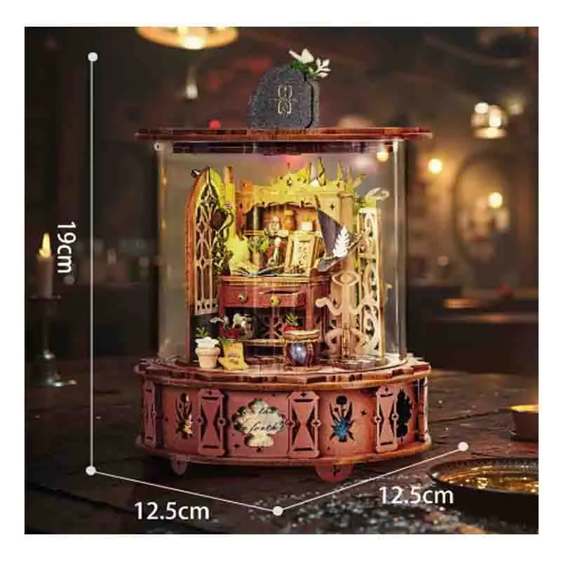 

DIY 360° Doll House Magic Music Box Miniature Furniture 3D Assembly Dollhouse Cas Toys for Children Girls Birthday Gifts