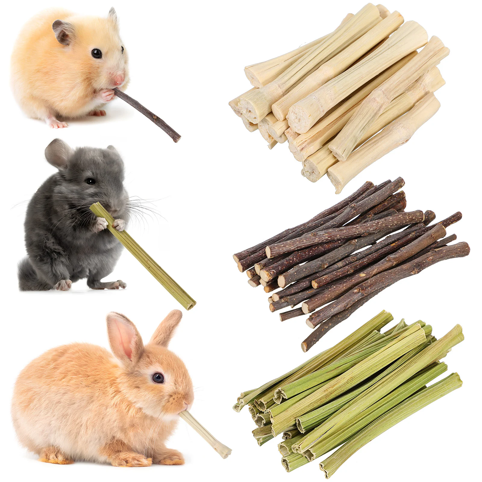 

55 Pcs Small Animal Teething Stick Chinchilla Treats Rabbit Molar Bunny Toys Chew for Tooth Sticks Natural Fruit Wood Rabbits