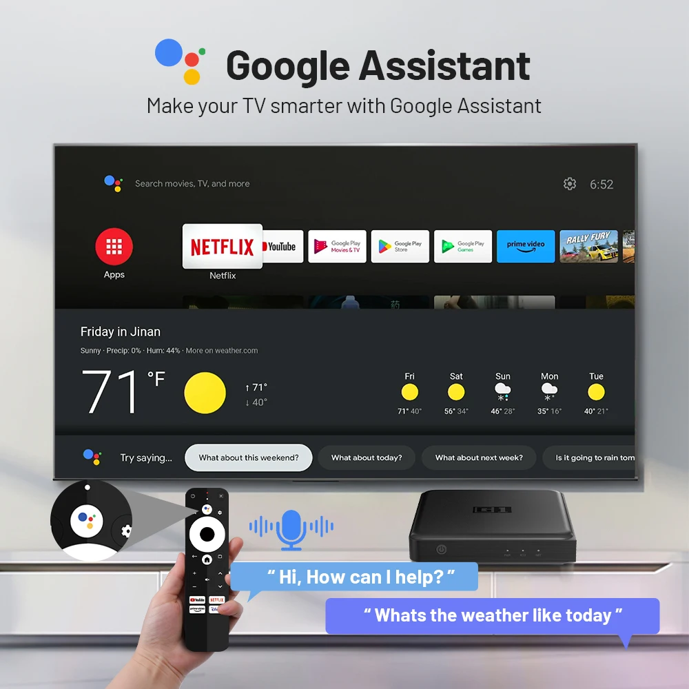 KINHANK-Boîtier Smart TV Android 11, G1, 4K @ 60fps, pour Netflix, HDR10 +, Vidéos et Films, Dolby Vision, avec Lecteur AV1 WiFi6