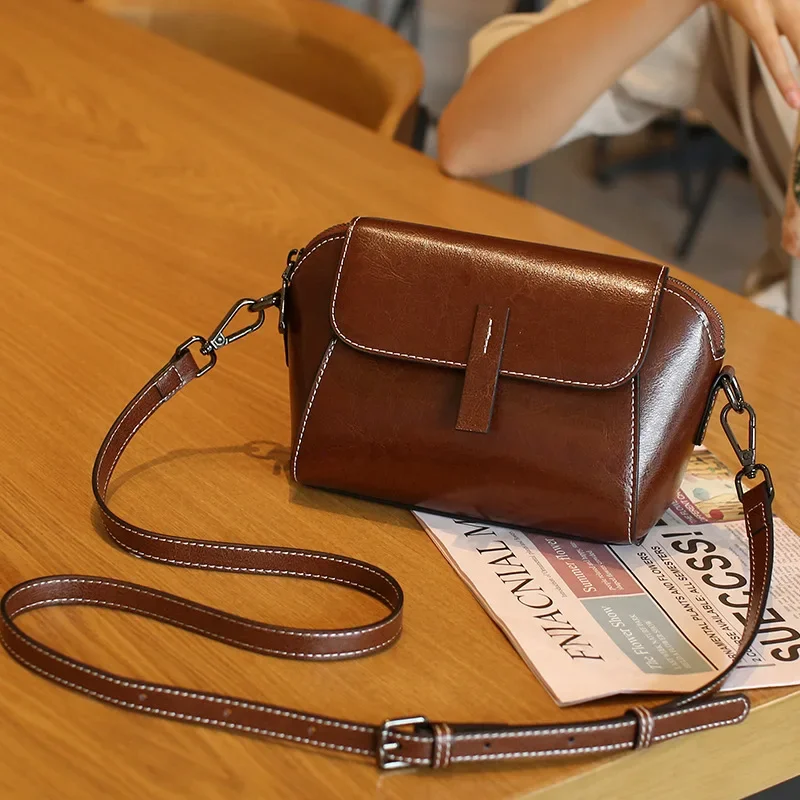 Genuine leather women's bag, small bag, shell bag, 2023 new super hot one shoulder crossbody bag