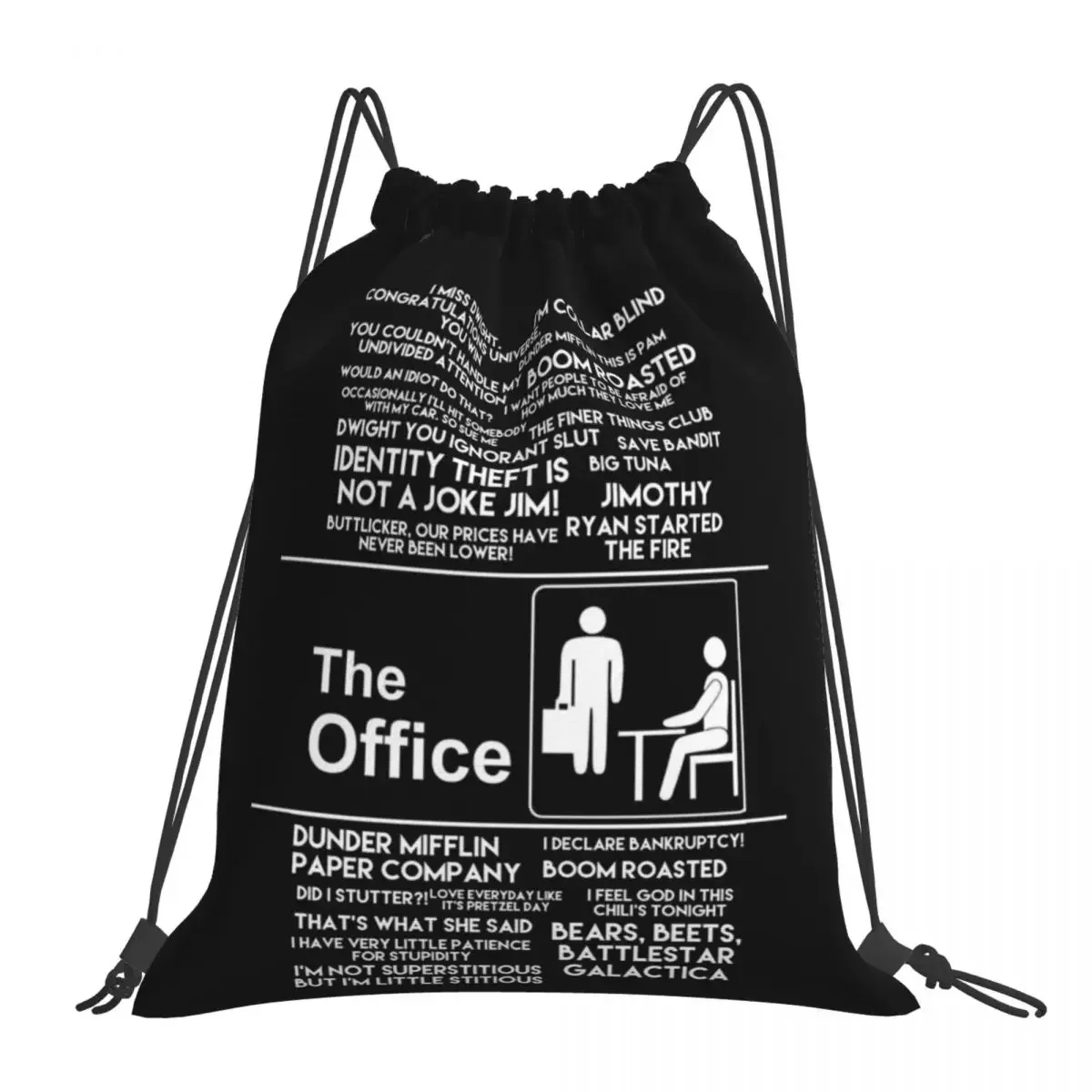 The Office Ultimate Quotes Backpack Casual Portable Drawstring Bags Drawstring Bundle Pocket Shoes Bag BookBag For Travel School