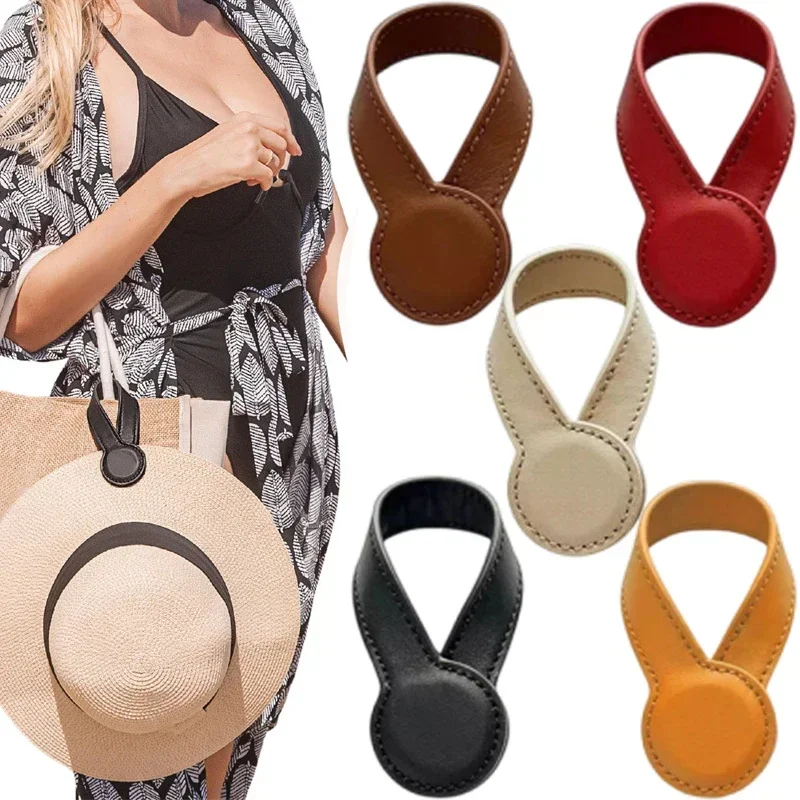 Magnetic Hat Clip On Bag Hat Holder For Handbag Backpack Luggage PU Leather Hat Keeper Clip Travel Bag Accessories Metal Buckle