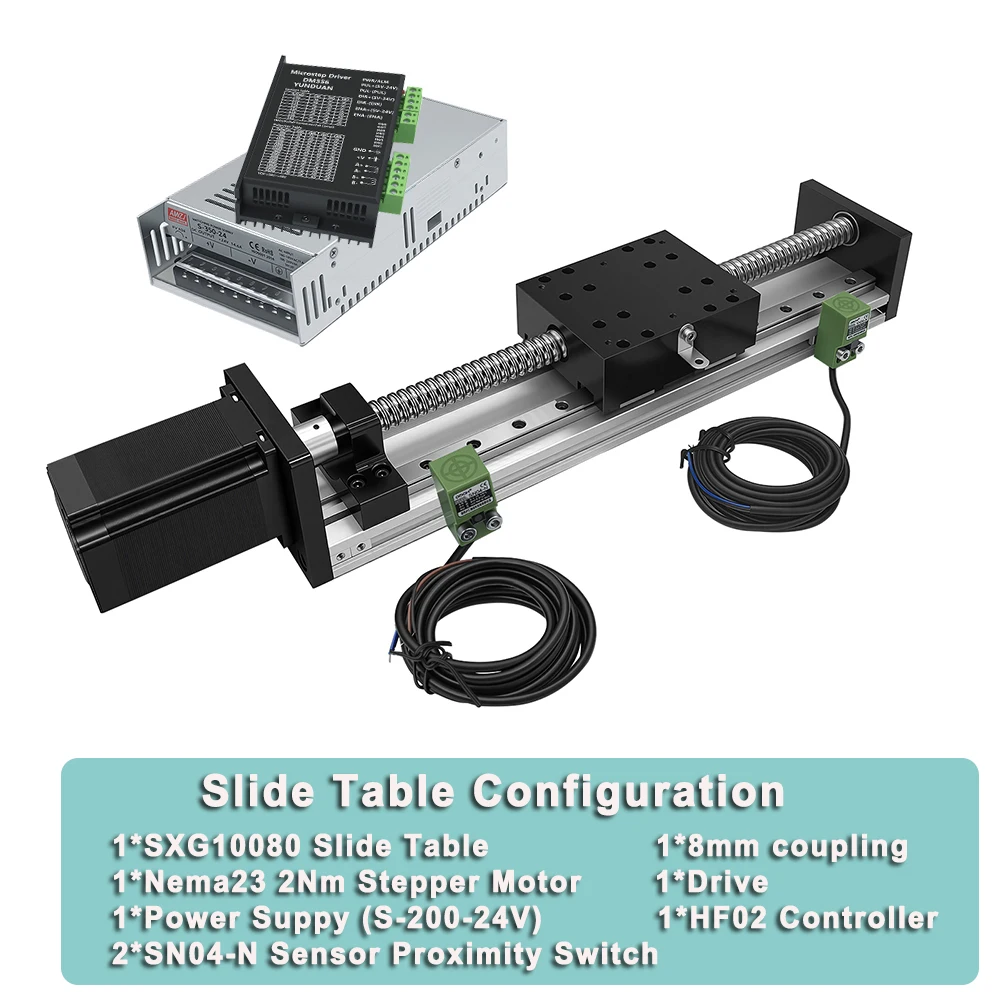 Nema 23 Linear Motor Drive Control Power Kit CNC Sliding Table 80KG Heavy Duty Ball Screw Linear Rail Stage 4pcs MGN12H Sliders