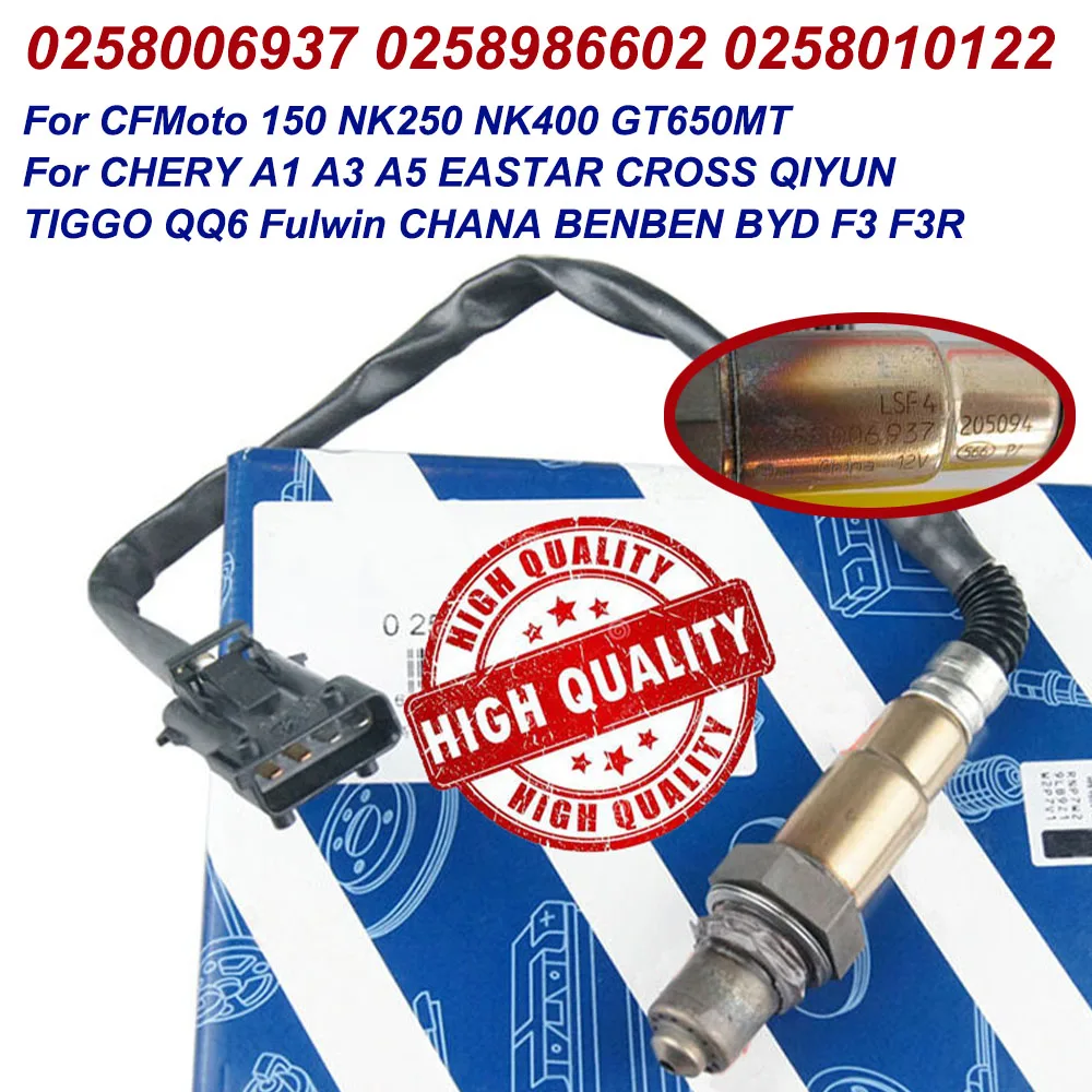 

Lambda Sensor Oxygen Sensor For CHERY A1 A3 A5 EASTAR CROSS QIYUN TIGGO QQ6 Fulwin CHANA BENBEN BYD F3 F3R 0258006937 0258010122