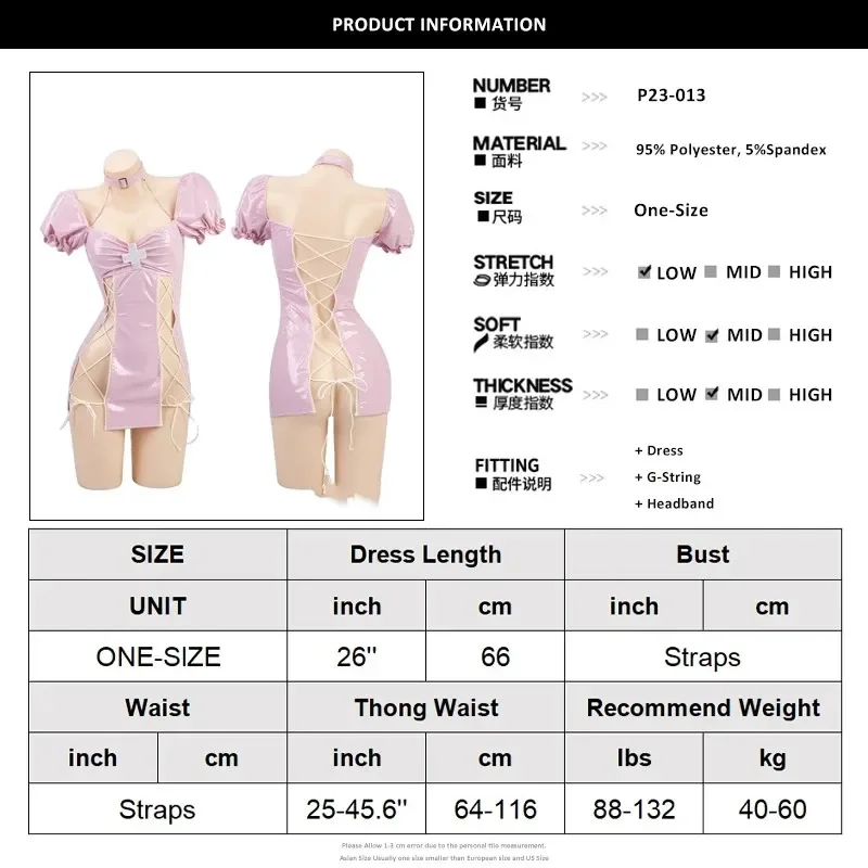 Anime Nurse Uniform Cosplay Costumes Women Sexy Lingerie Pink Bandage Pu Leather Dress Hollow Out Exotic Maid Outfit