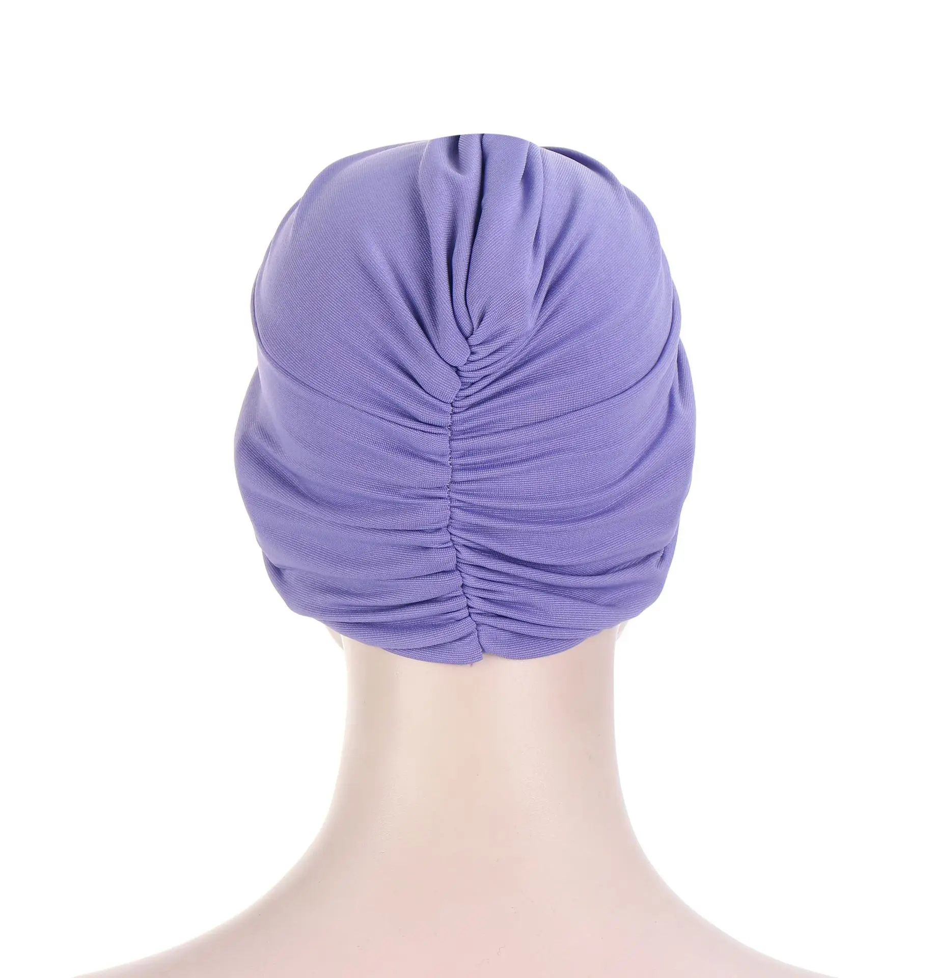 Women\'s Pleated Turban, Solid Color Pre-tie Breathable Head Wraps, Fashion Stretchy Head Scarf Cap, Chemo Hat