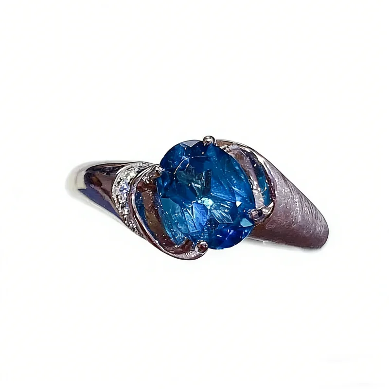 

Luxury 5x7mm Natural London Blue Topaz Ring S925 Silver Party Wedding Jewelry For Women