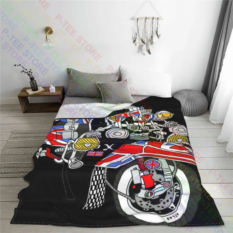 Scooter Mod Union Jack The Jam Paul Weller Quadrophenia Trojan Records Blanket Quilt Home Decor Bedding Throws