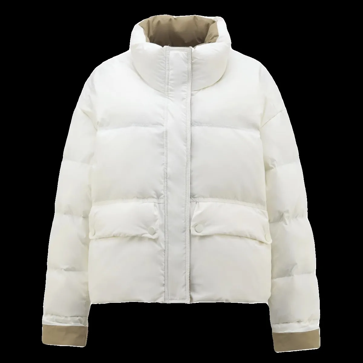 Damska koreańska minimalistyczna kurtka puchowa z blokami kolorów, pogrubiona, lekka, ciepła, codzienna odzież wierzchnia, idealna na zimną pogodę i do dojazdów do pracy.