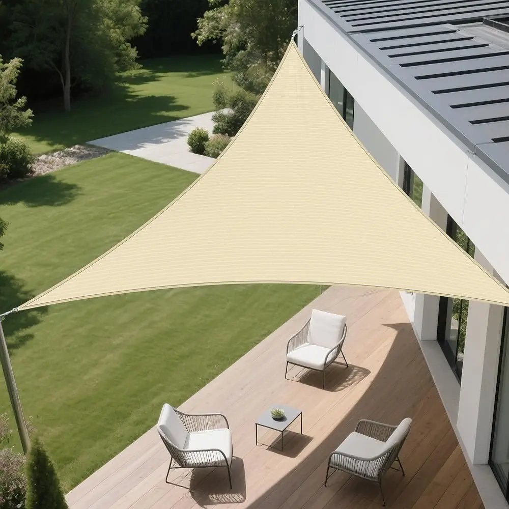 

Тент-парасоль треугольной формы бежевого цвета 12' x 12' x 17' для защиты от солнца на открытом воздухе, для патио, сада и заднего двора