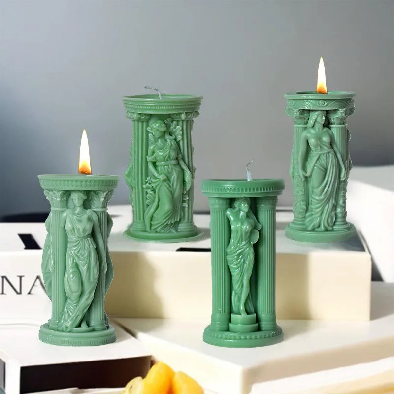 

3D Athena Statue Silicone Mold for Candle Making Supplies DIY Room Desktop Decoration Aroma Plaster Moulds