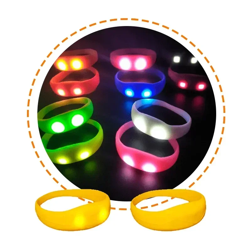 10pcs Led Flashing Bracelet Light Up Bangle Wristband Voice Control Music Activated Sound LED Bracelet Glow in The Dark Party