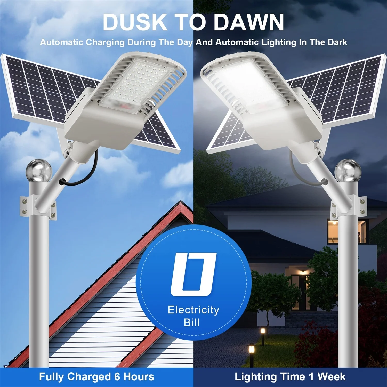 1000W Remote Control LED Solar Street Light Dusk to Dawn Solar Parking Lot Lights IP65 Waterproof Outdoor Solar Flood Light