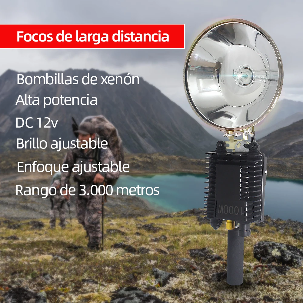 Potente Linterna de Alta Potencia de 10000lm, Linterna de Camping de 1000w, Linterna de Largo Alcance, Linterna de Mano de 12v Súper Brillante