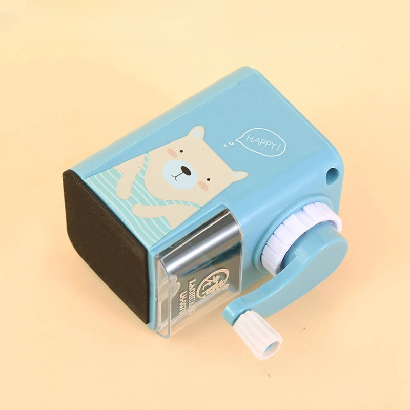 Cartoon Bear Hand-cranked Pencil Sharpener for Elementary School Students Pen Turner Pencil Sharpener Automatic Sharpeners