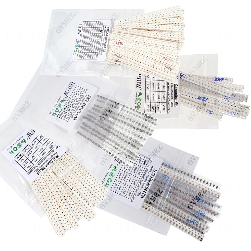 0402 0603 0805 1206 SMD Ceramic Capacitor Assorted Kit 1pF - 10uF 100PF 10NF 100NF  Chip Capacitance Set 0.47UF 1UF