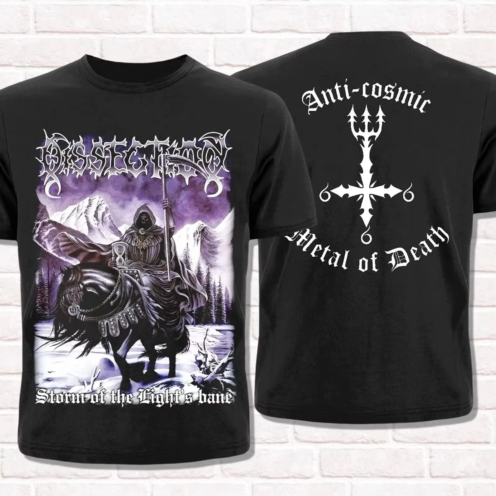 Rock Tops Storm of The Light's Bane 1995 Black Metal Death Metal Tees Dissection T-Shirt Men's and Women's High Street T Shirt