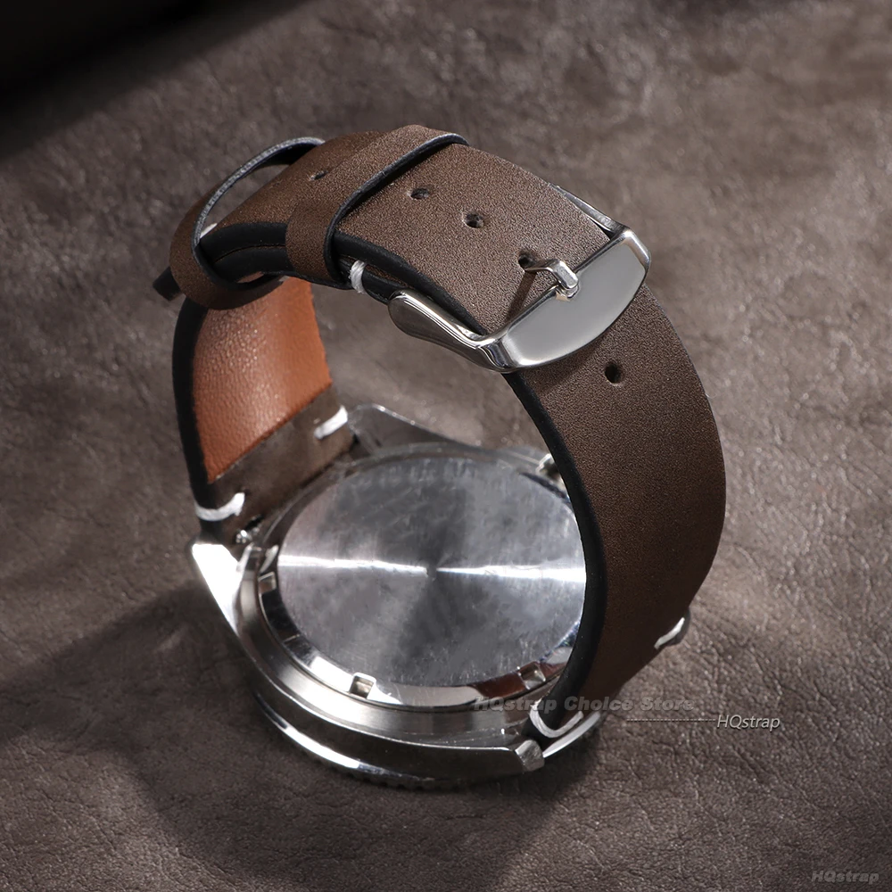 الإفراج السريع الجلود حزام ساعة اليد خياطة 18 مللي متر 20 مللي متر 22 مللي متر العالمي حزام ساعة خمر أسود أزرق براون حزام الساعات اكسسوارات