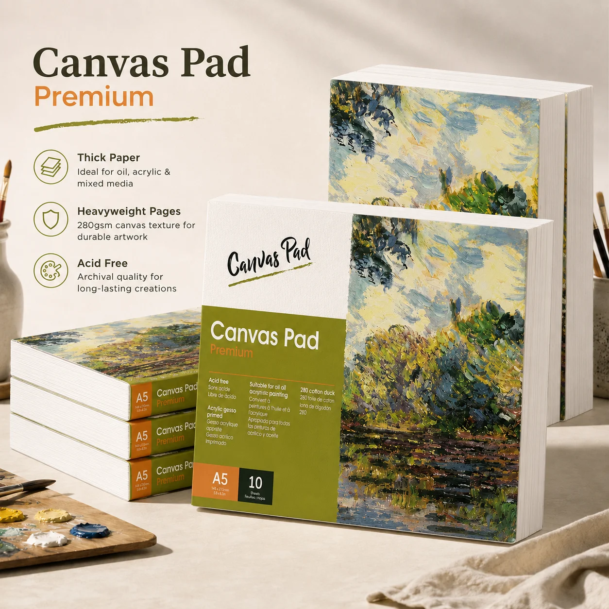 Professional Artist Sketchbook - 160gsm Heavyweight Paper, Acid-Free, Suitable for Oil Pastel & Colored Pencil - Studio Quality at Affordable Price