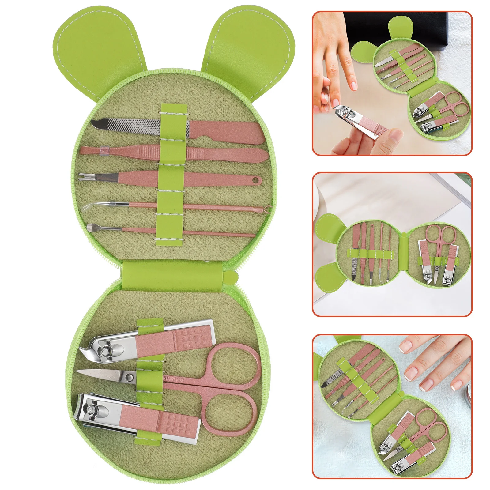 1세트 내구성 있는 네일 케어 키트 여행용 페디큐어 도구 스테인리스 휴대용 매니큐어 세트 안전한 디자인 각질 제거기