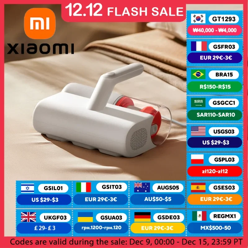 XIAOMI MIJIA Vacuum Mite Remover 2 For Home Bed Quilt Cleaner UV Sterilization Disinfection Vacuum Cleaners 12000PA With adapter