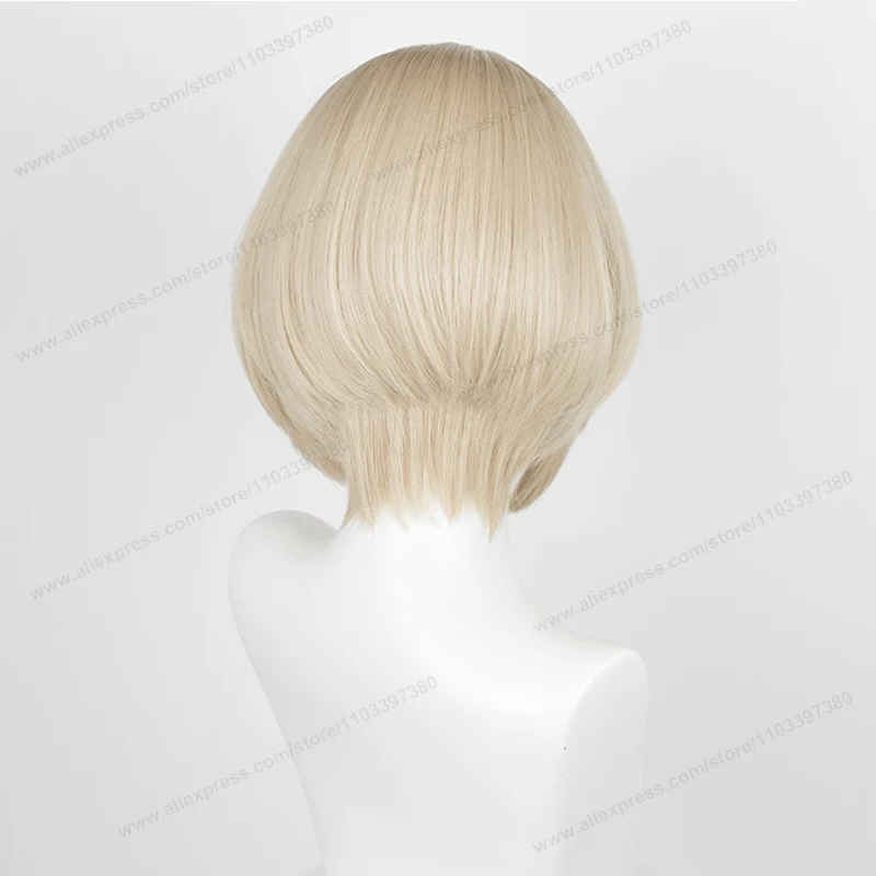 Wig Cosplay freetet Fontaine 30cm rambut wanita pendek Wig bermain peran sintetis tahan panas Anime + topi Wig