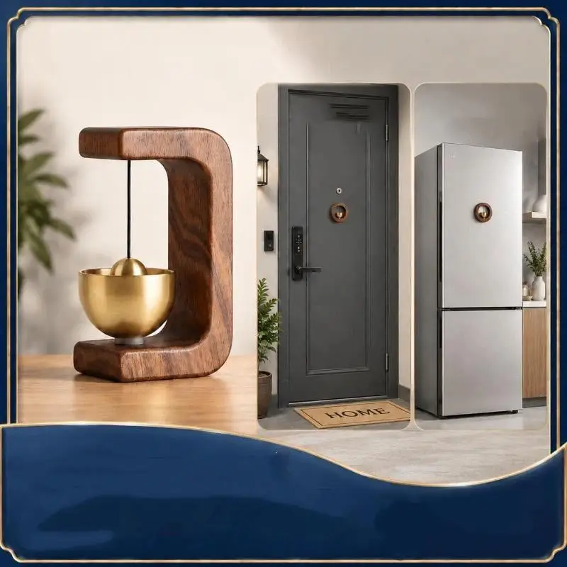 Wooden Wind Chimes Magnetic Brass Doorbell Wireless Jingle Bell Entrance Door Bells Hanging Pendants For Home Decoration