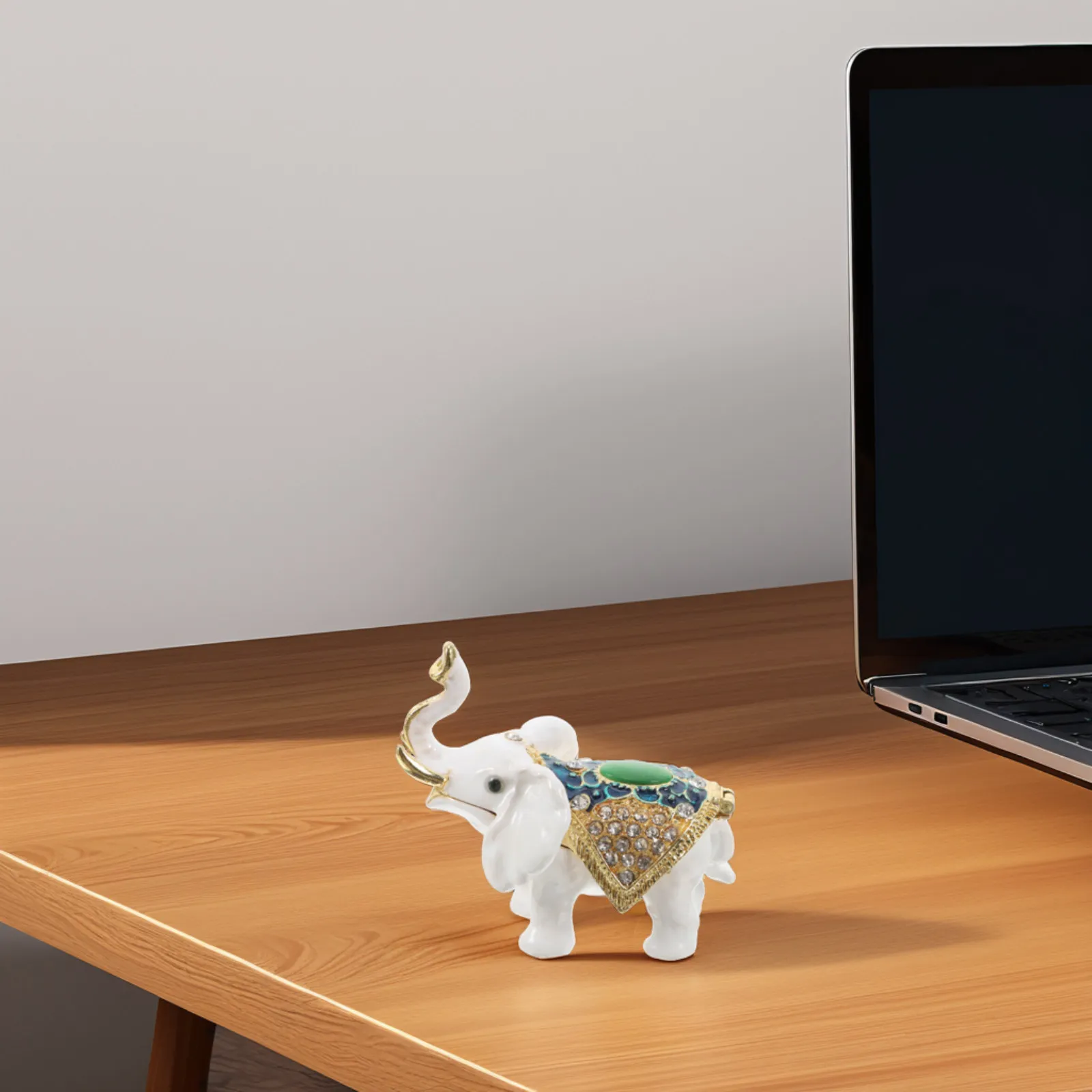 

Elegant Elephant Jewelry Storage Box Rhinestone-Decorated Metal Trinkets Case for Rings Earrings Necklaces Organizer Animal Home