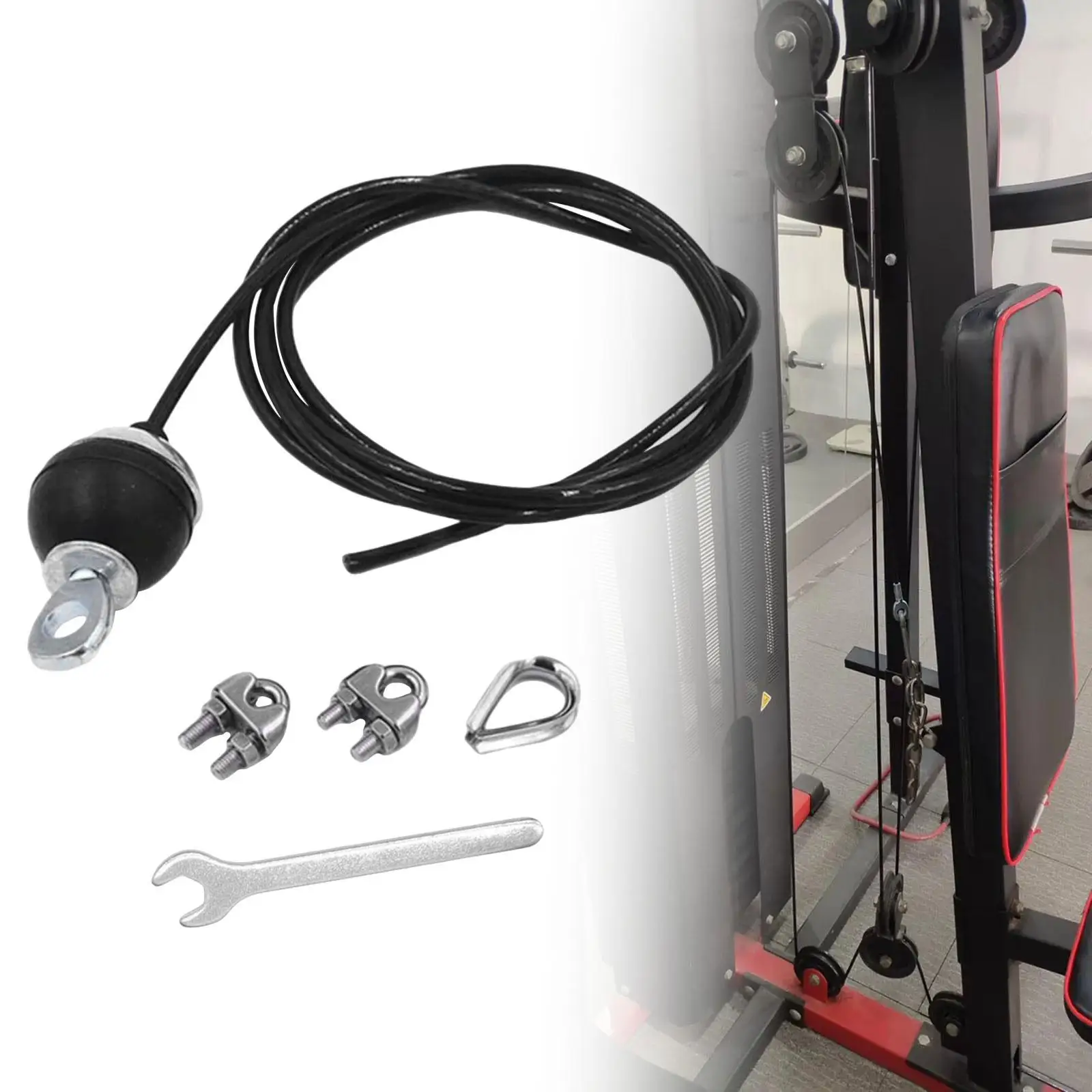 Fitness DIY Pulley Cable Steel Wire Rope for Home Gym Machine Attachment Exercise Training Cord Adjustable Length Heavy Duty LAT