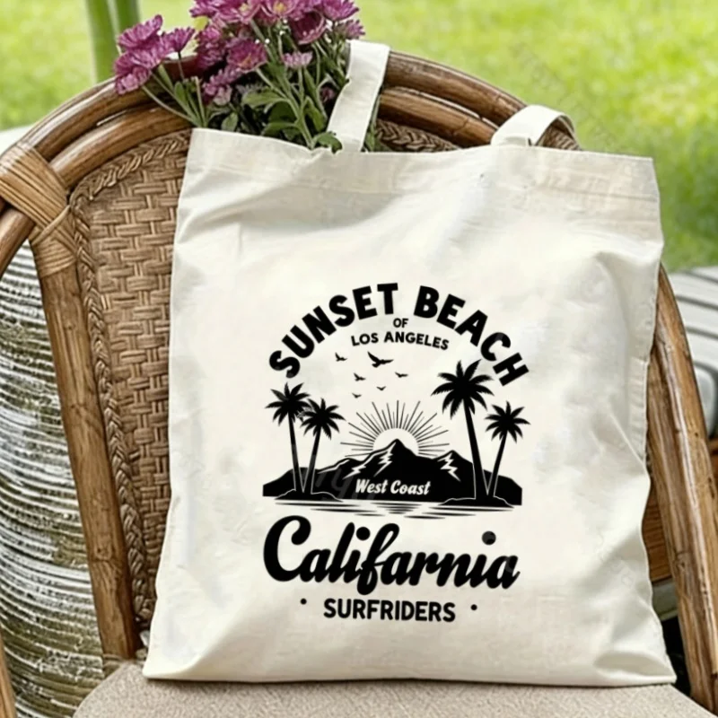 

1 шт. холщовая сумка-тоут Sunset Beach California Surfriders, экологичная многоразовая сумка через плечо