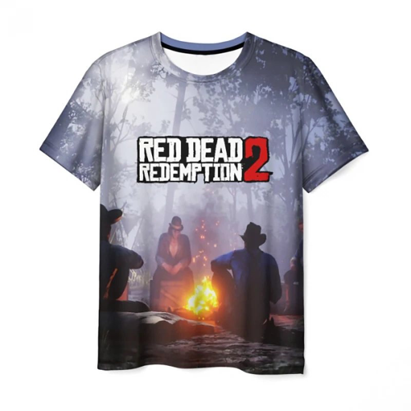 Red Dead Redemption 2 T-Shirts Game 3D Print Streetwear Men Women Fashion Oversized Short Sleeve T Shirt Kids Tees Tops Clothing