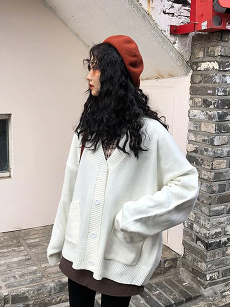 Jmprs Lazy Wind Grey Cardigan Sweaters Women Oversize Vintage Streetwear Knitted Coat Casual Long Sleeve Loose Harajuku Tops New