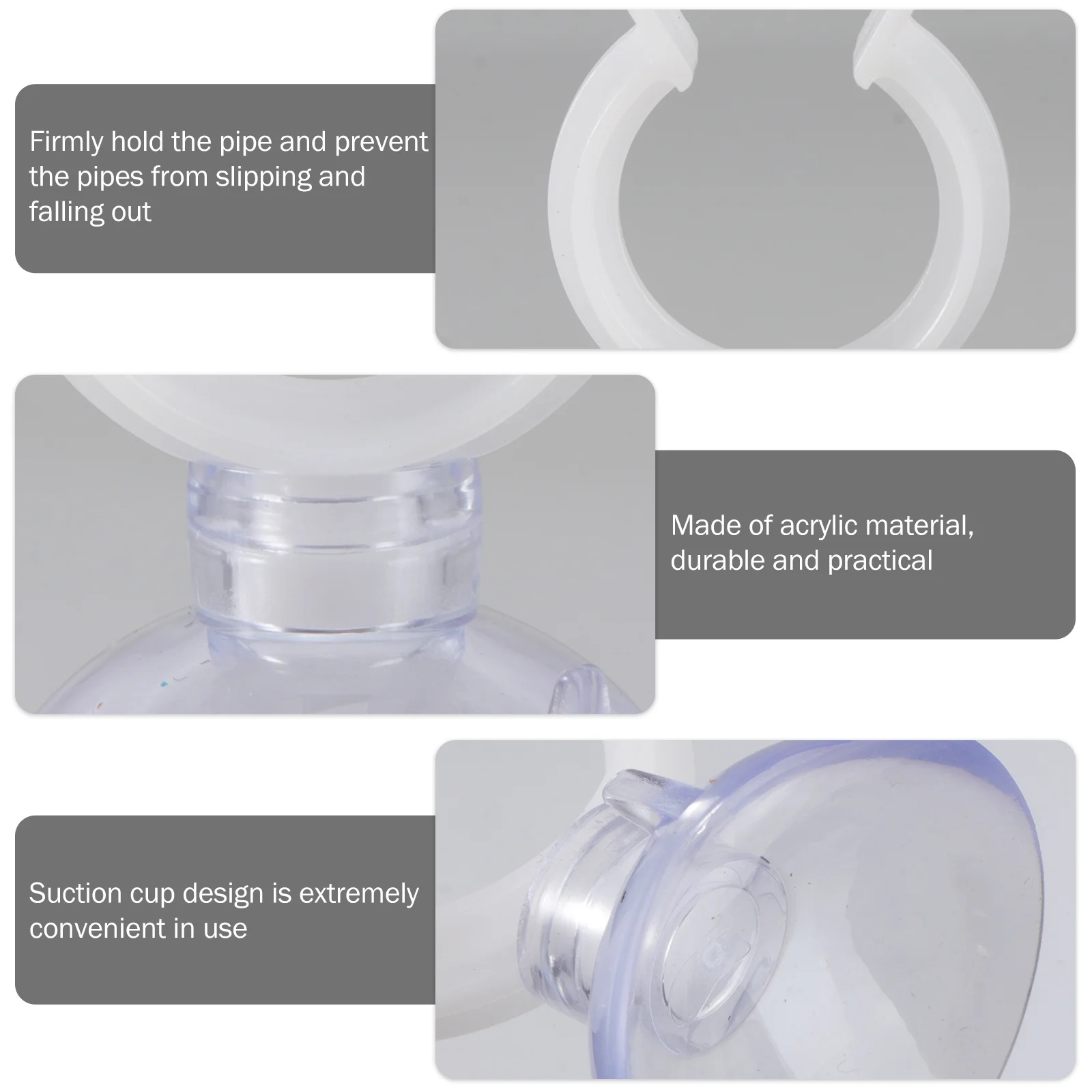 

6Pcs Aquarium Fixed Clip Acrylic Water Pipe Clamp for Fish Tank Inlet Outlet Holder Secure Non Slip Design Water Clip