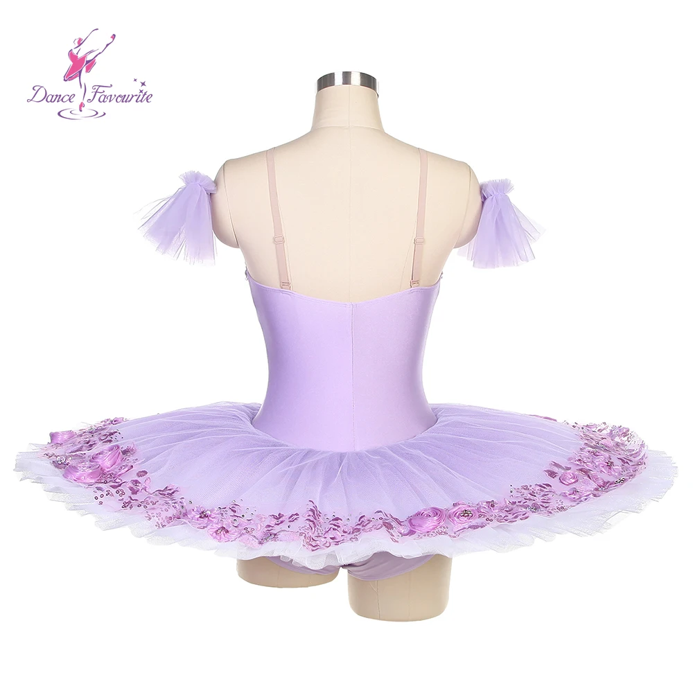 Dance Favourite Ballet Tutus BLL510 Lilace Spandex Bodice White LilacTutu and Applique Decorated Pre-professional Ballet Tutu