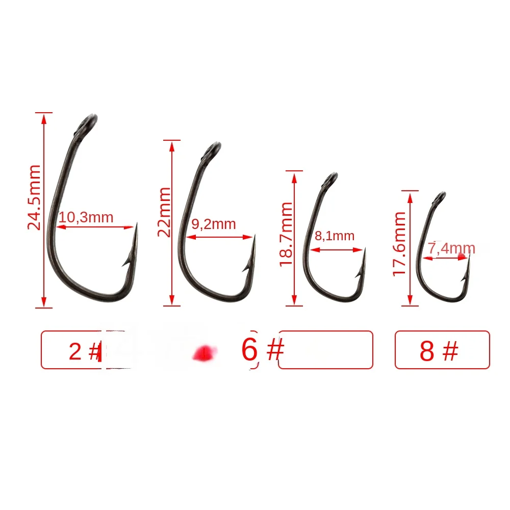 Anzuelos de púas para carpa X702 – Acero alto carbono con ojo y PTFE - imagen 4