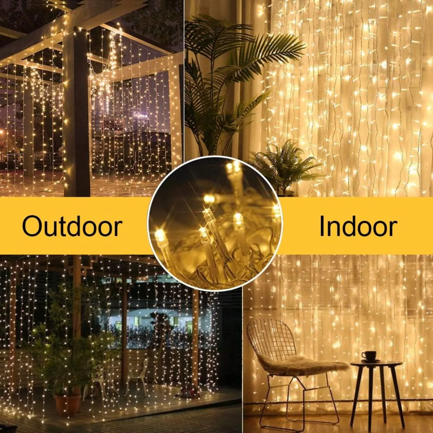 Solar Curtain Lights,Fairy Lights 300 LED Remote Control Waterproof for Gazebo Patio Party Christmas Fairy Garland String Lights