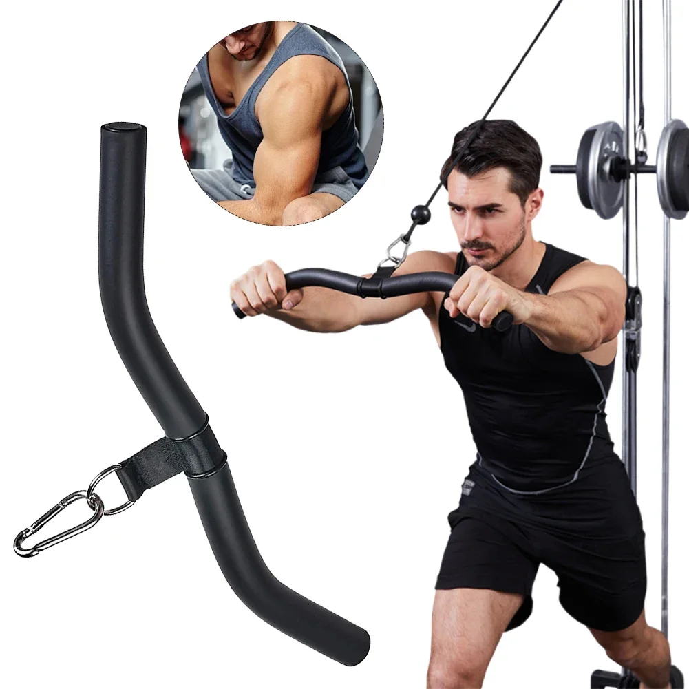 Manopla de entrenamiento de polea para ejercicio de brazo de gimnasio, barra de presión para tríceps rizada, empuñaduras de entrenamiento de fuerza trasera para ejercicio de espalda y brazo