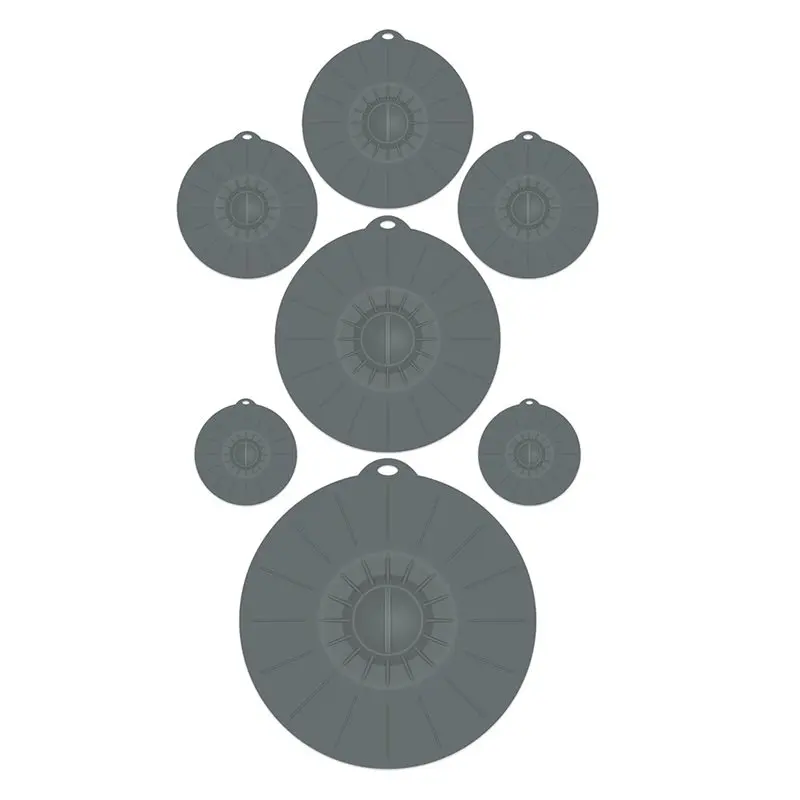B08B-7 Pack Silicone Lids Silicone Lids For Pots And Pans 5 Sizes Reusable Heat-Resistant
