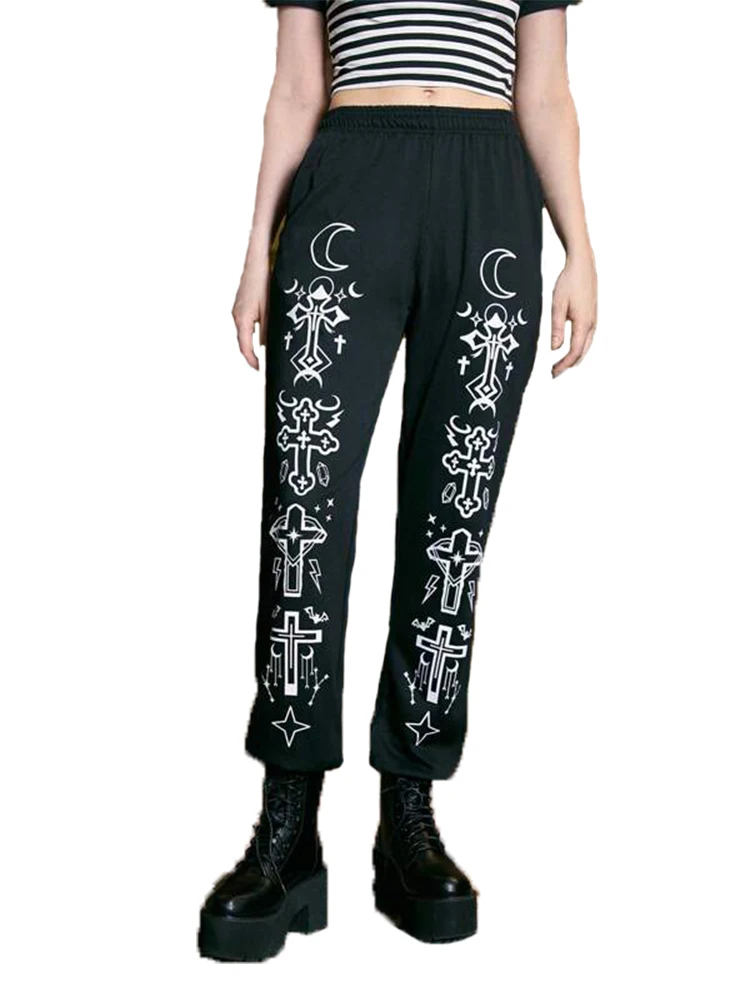 Stretch Slim Straight Loose Moon & Star Print Sweatpants High Street Dark Vintage y2k 90s Harajuku Spice Girls cargo pants