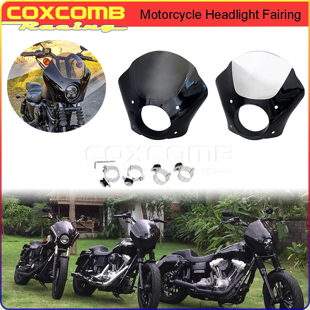 

Motorcycle Windshield Cafe Racer Headlight Fairing Gauntlet Bracket Mount Windscreen For Harley Iron 883 XL883N XL1200V 2009-15