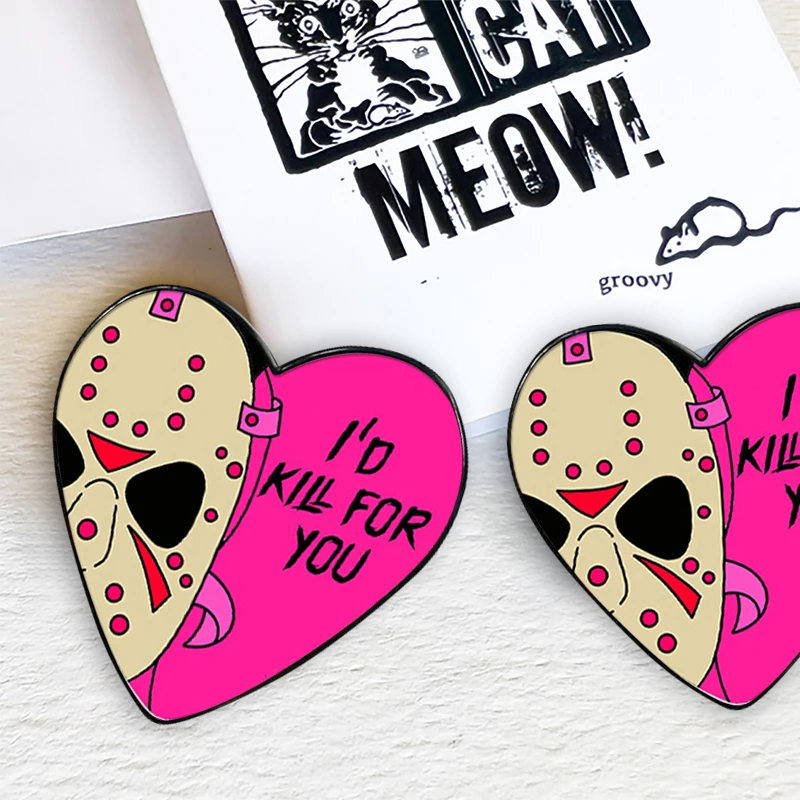 horror will kill for you pin Funny Brooches Shirt Lapel Cute Badge Cartoon Jewelry Gift for Lover Girl Friends