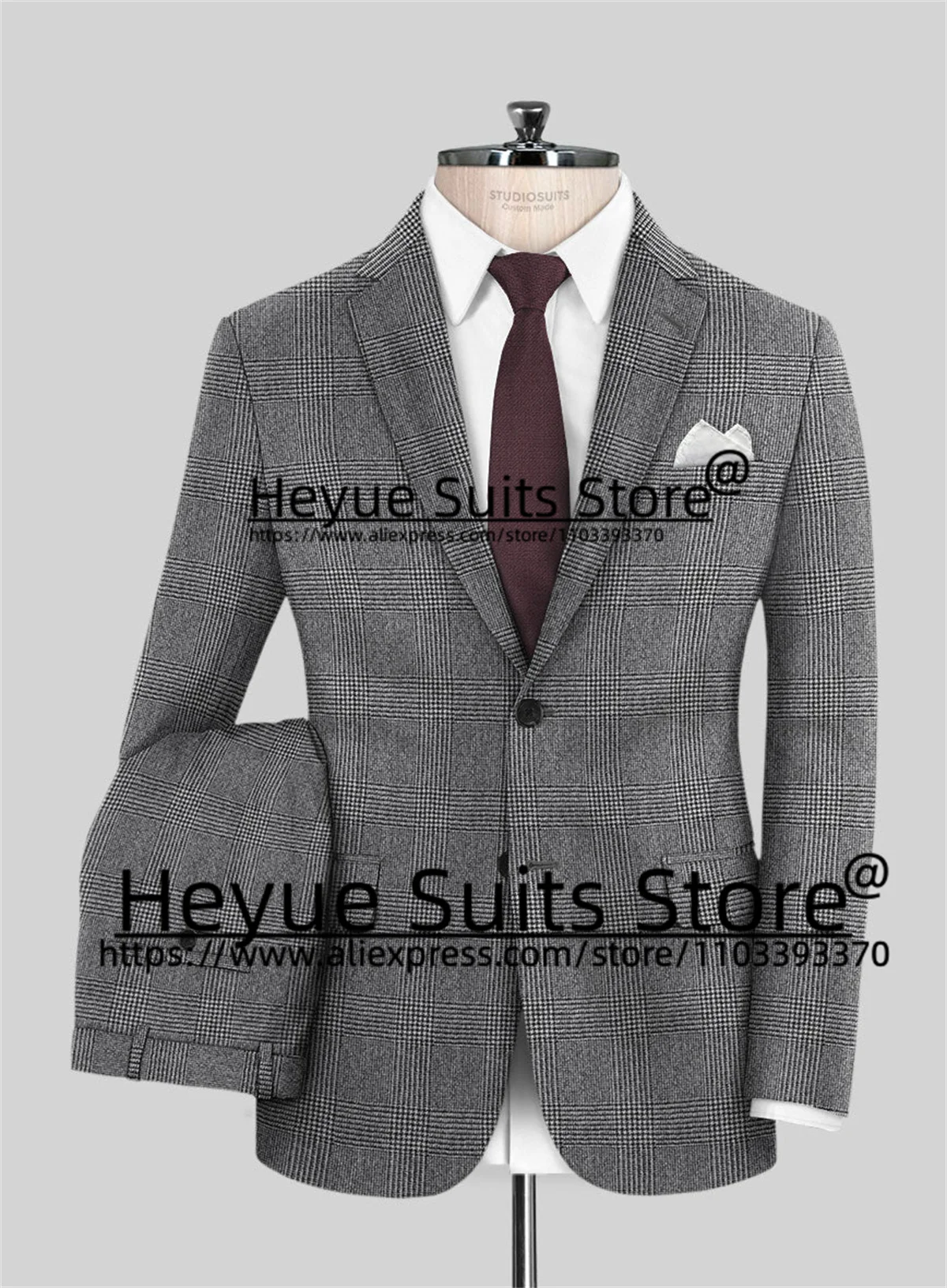 British Style Herringbone Classic Groom Wedding Tuxedos Custome Slim Fit Notched Lapel Party 2 Pcs Sets traje de hombre elegante