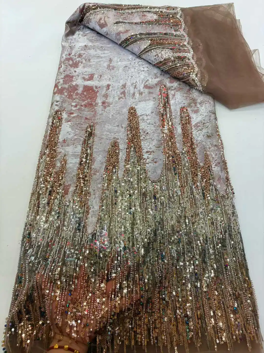 African Lace French Sequin Fabric 2025 High Quality Embroidery Tulle Lace Fabrics With Beaded For Nigeria Wedding Dress Sewing