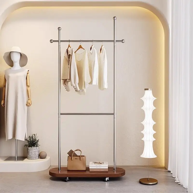Light luxury antique coat rack floor-to-ceiling bedroom household hanger hanging hanger simple mobile metal floor hanger retro