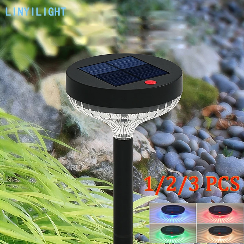 1/2/3pcs Energy Saving Solar Pathway Lights Outdoor IP65 Waterproof RGB Color Changing LED Lawn Light For Garden Walkway