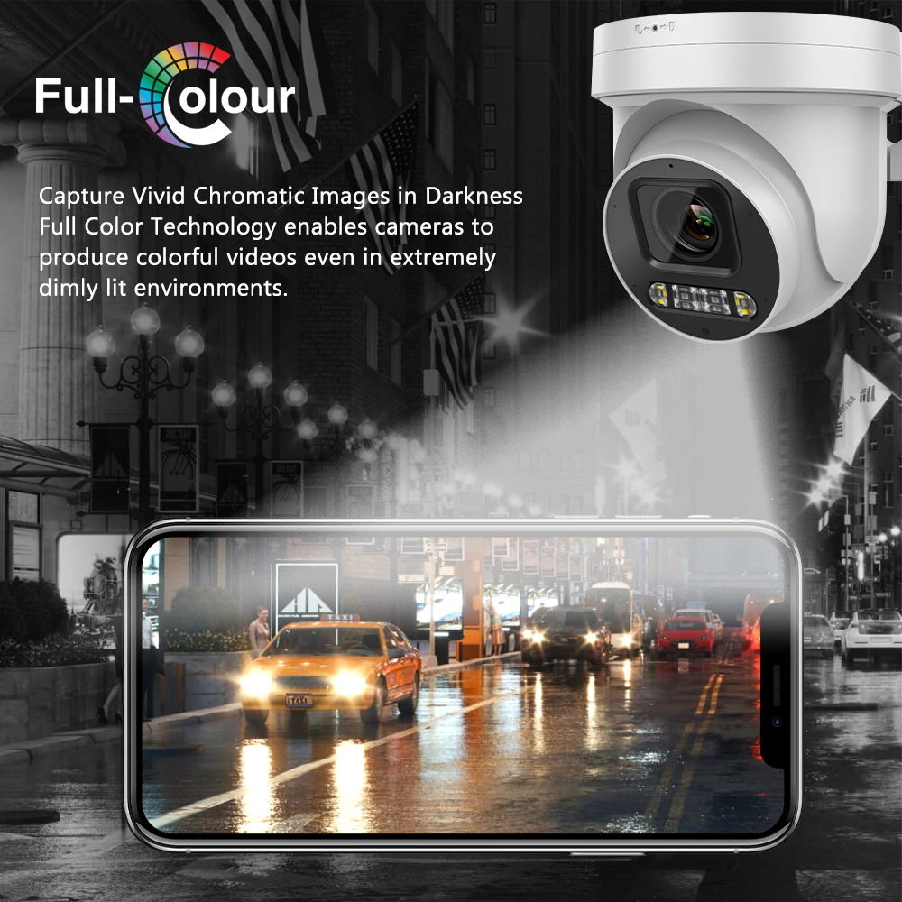 Hikvision Compatible 4K 8MP 5X Zoom PTZ Security  IP Camera wizsense full color Human Vehicle Detect Two way audio CCTV Camera