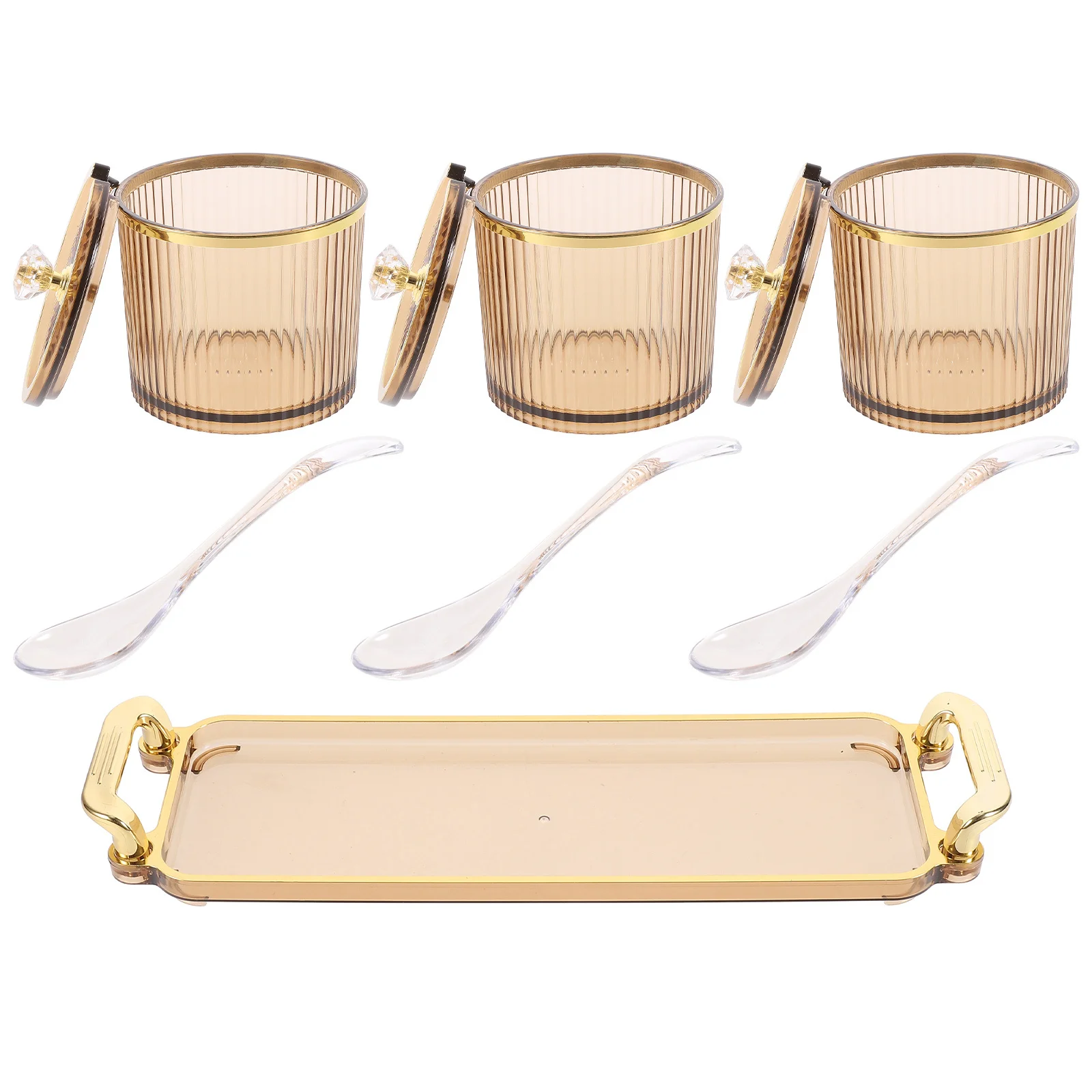 

1 set 1 Set Of Seasoning Container Set Striped Transparent Kitchen Spice Jars For Salt Sugar Soy Sauce Vinegar Pepper Coffee Tea