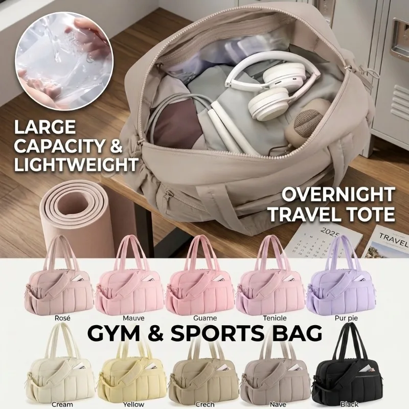 Large Capacity Travel Bag for Women Lightweight Short Luggage Outdoor Sports Yoga Fitness Carry Bag Dry Wet Separation Gym Bag